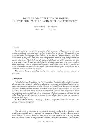 On the Surnames of Latin American Presidents