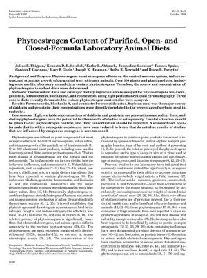 Phytoestrogen Content of Purified, Open- and Closed-Formula Laboratory Animal Diets