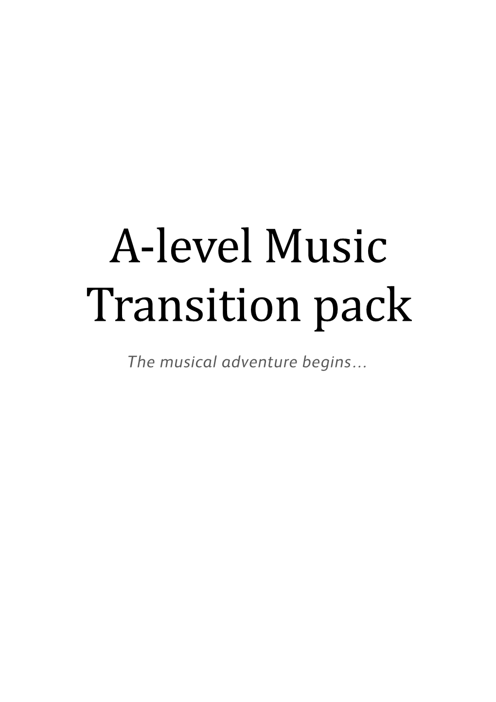 A-Level Music Transition Pack