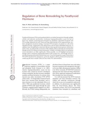 Regulation of Bone Remodeling by Parathyroid Hormone