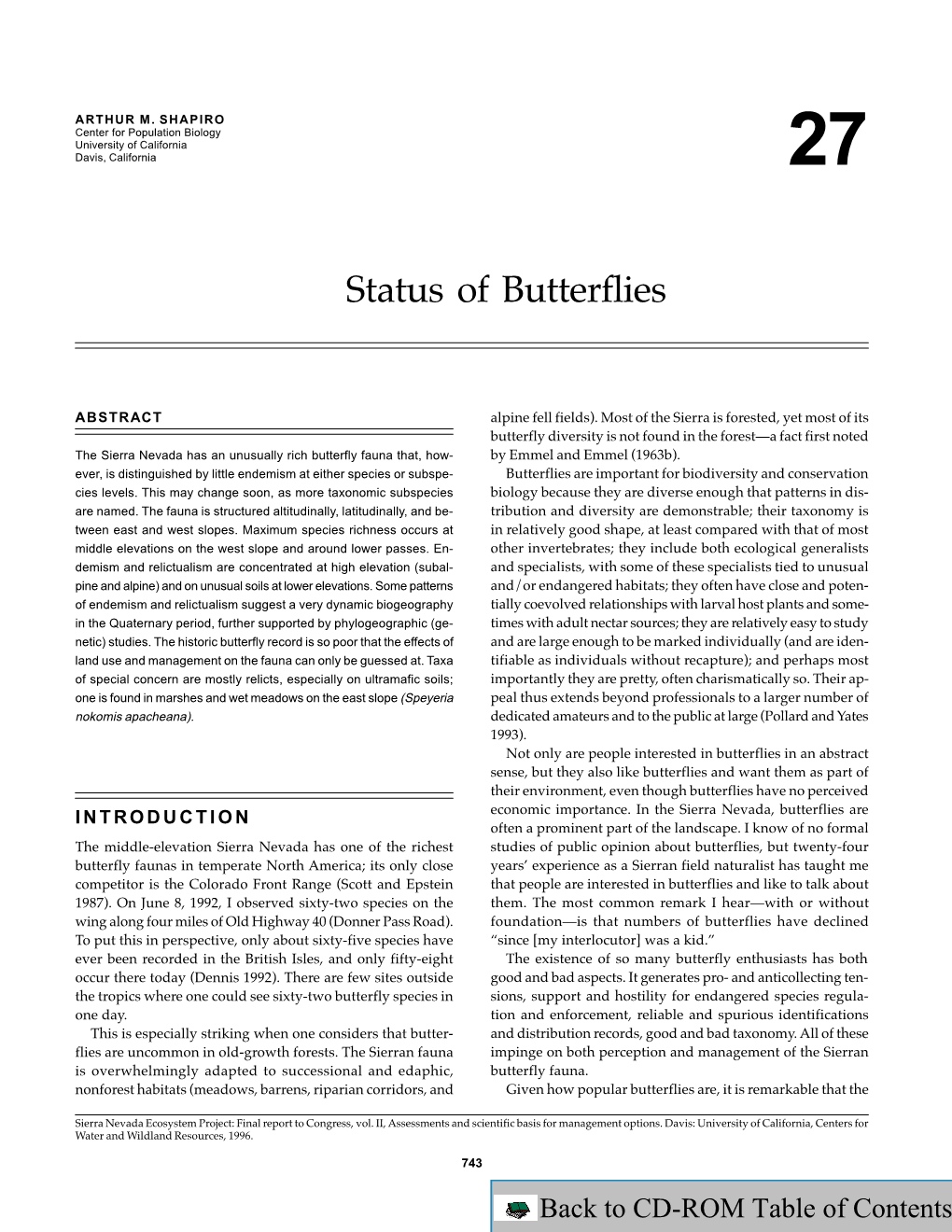 USGS DDS-43, Status of Butterflies