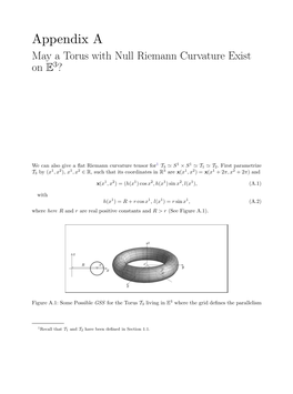 Appendix a May a Torus with Null Riemann Curvature Exist on E3?