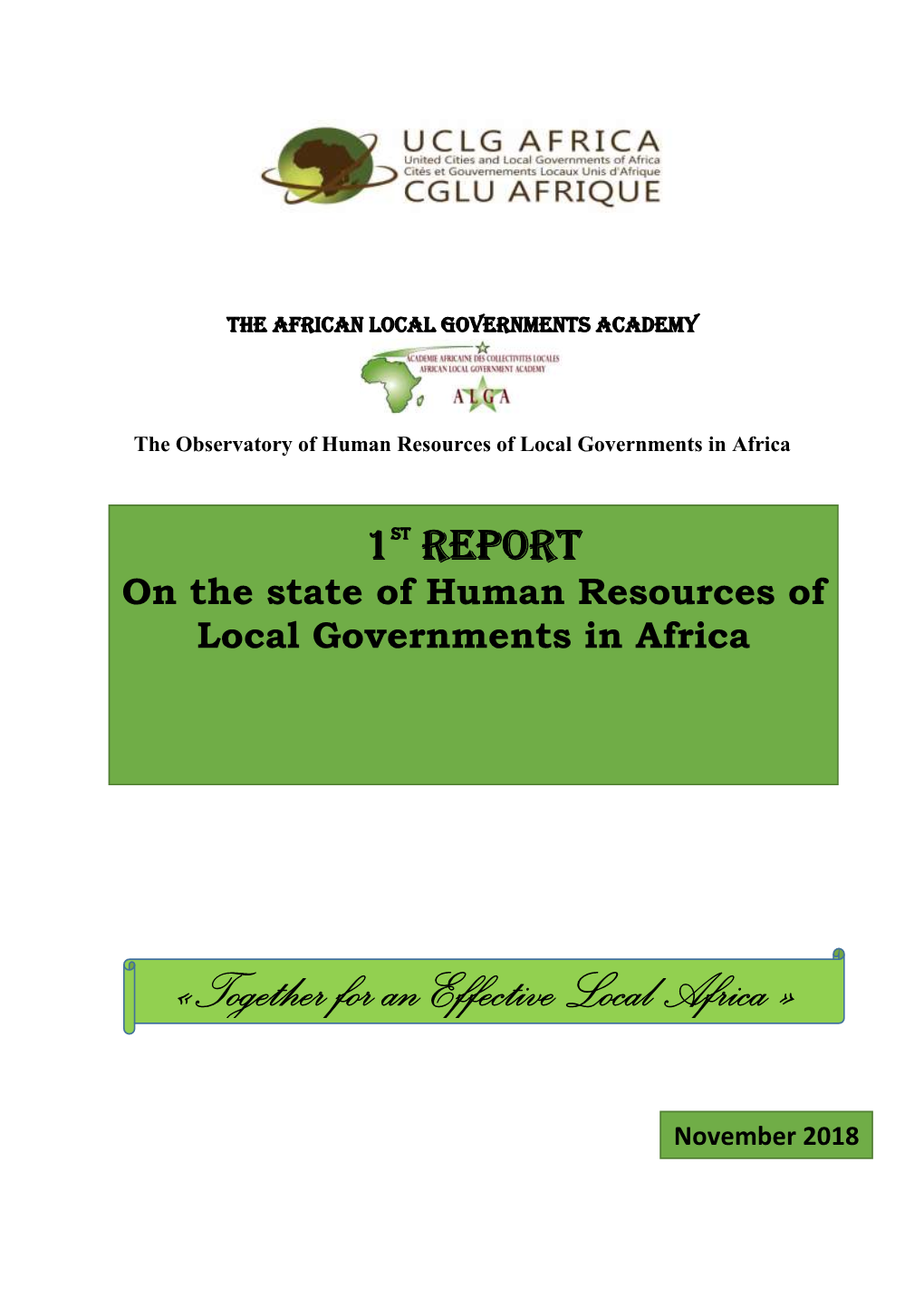 1St Report on the State of Human Resources of Local Governments in Africa