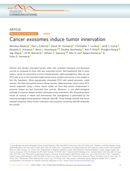 Cancer Exosomes Induce Tumor Innervation