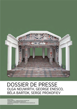 Dossier De Presse Olga Neuwirth, George Enesco, Béla Bartok, Serge Prokofiev