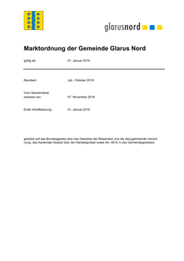 Marktordnung Der Gemeinde Glarus Nord Gültig Ab: 01