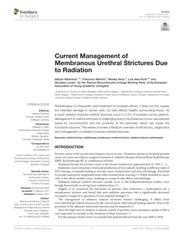 Current Management of Membranous Urethral Strictures Due to Radiation