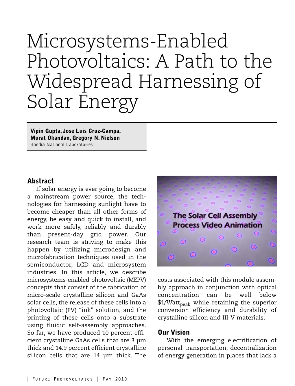 Microsystems-Enabled Photovoltaics: a Path to the Widespread Harnessing of Solar Energy