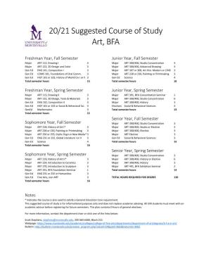 20/21 Suggested Course of Study Art, BFA