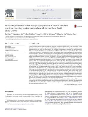 In-Situ Trace Element and Sr Isotopic Compositions of Mantle Xenoliths Constrain Two-Stage Metasomatism Beneath the Northern North China Craton