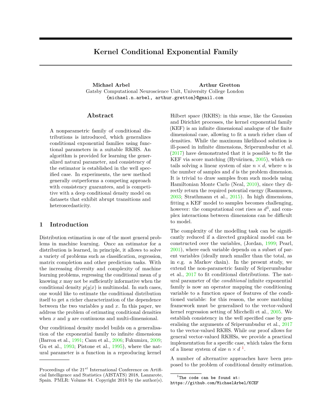 Kernel Conditional Exponential Family