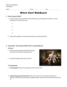 Witch Hunt Webquest Lee-English 3