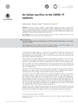 An Italian Sacrifice to the COVID-19 Epidemic