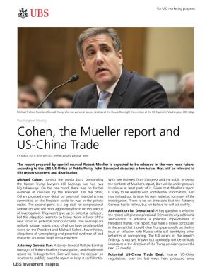 Cohen, the Mueller Report and US-China Trade