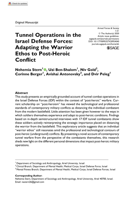 Tunnel Operations in the Israel Defense Forces: Adapting The