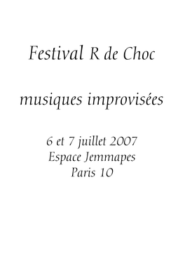 Festival R De Choc Musiques Improvisées