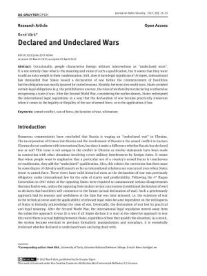 Declared and Undeclared Wars