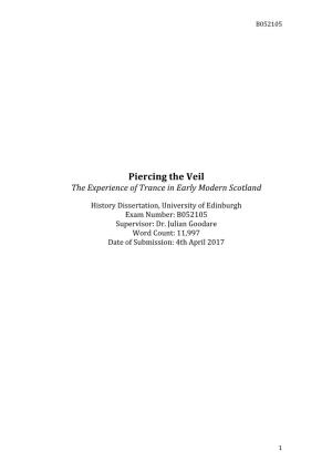 Piercing the Veil the Experience of Trance in Early Modern Scotland