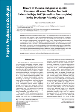 Record of the Non-Indigenous Species Sternaspis Aff. Nana Zhadan, Tzetlin & Salazar‑Vallejo, 2017 (Annelida: Sternaspidae) in the Southwest Atlantic Ocean