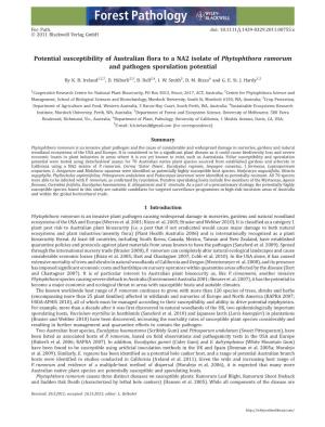 Phytophthora Ramorum and Pathogen Sporulation Potential