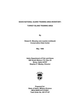 Idaho National Guard Training Area Inventory: Turkey Island Training Area