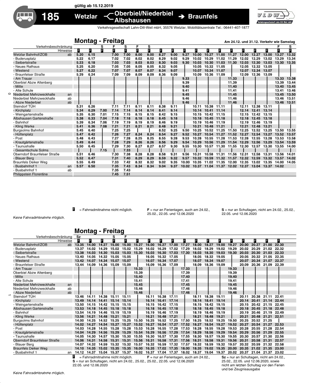 Wetzlar Albshausen Oberbiel/Niederbiel Braunfels Montag