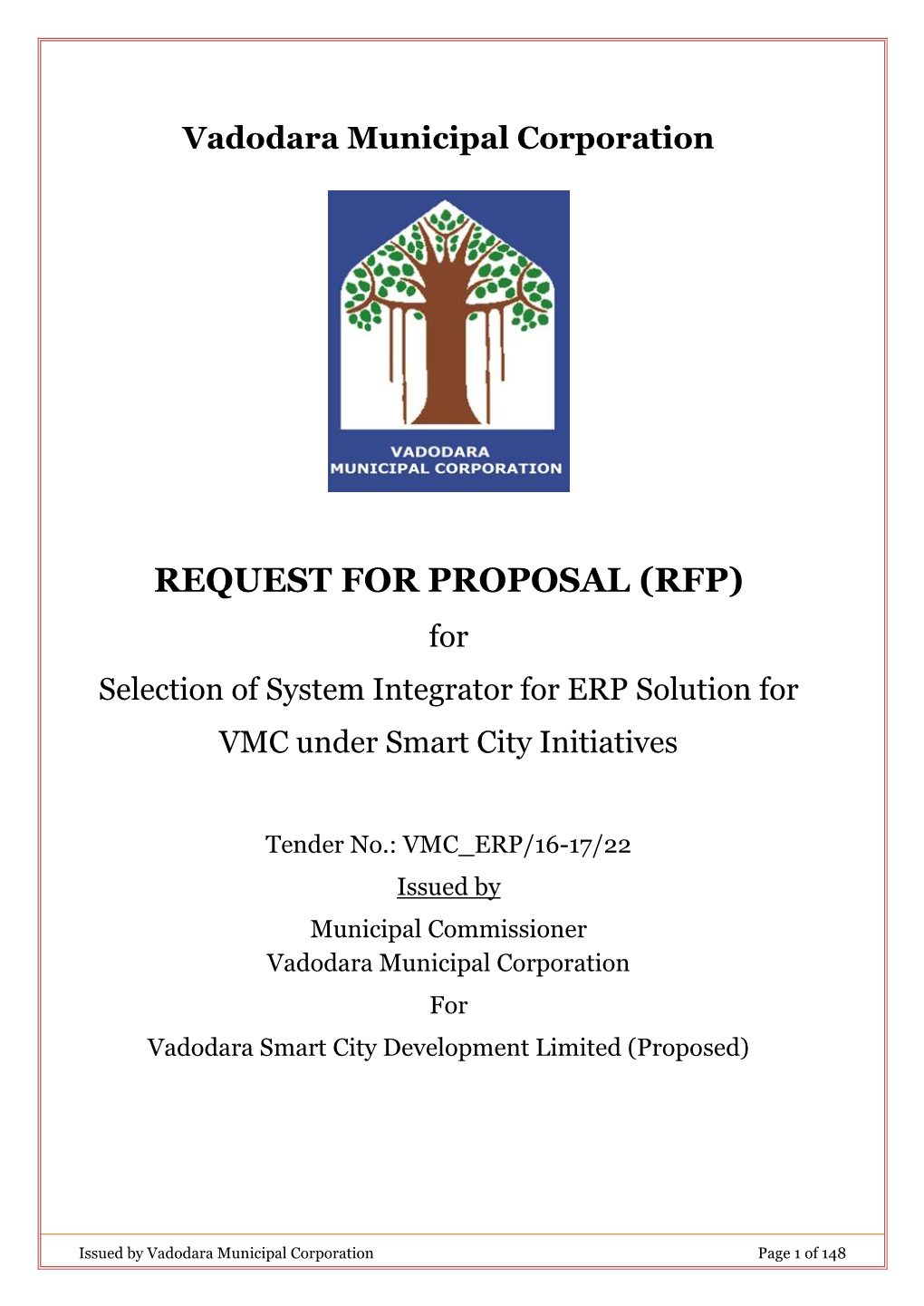RFP) for Selection of System Integrator for ERP Solution for VMC Under Smart City Initiatives