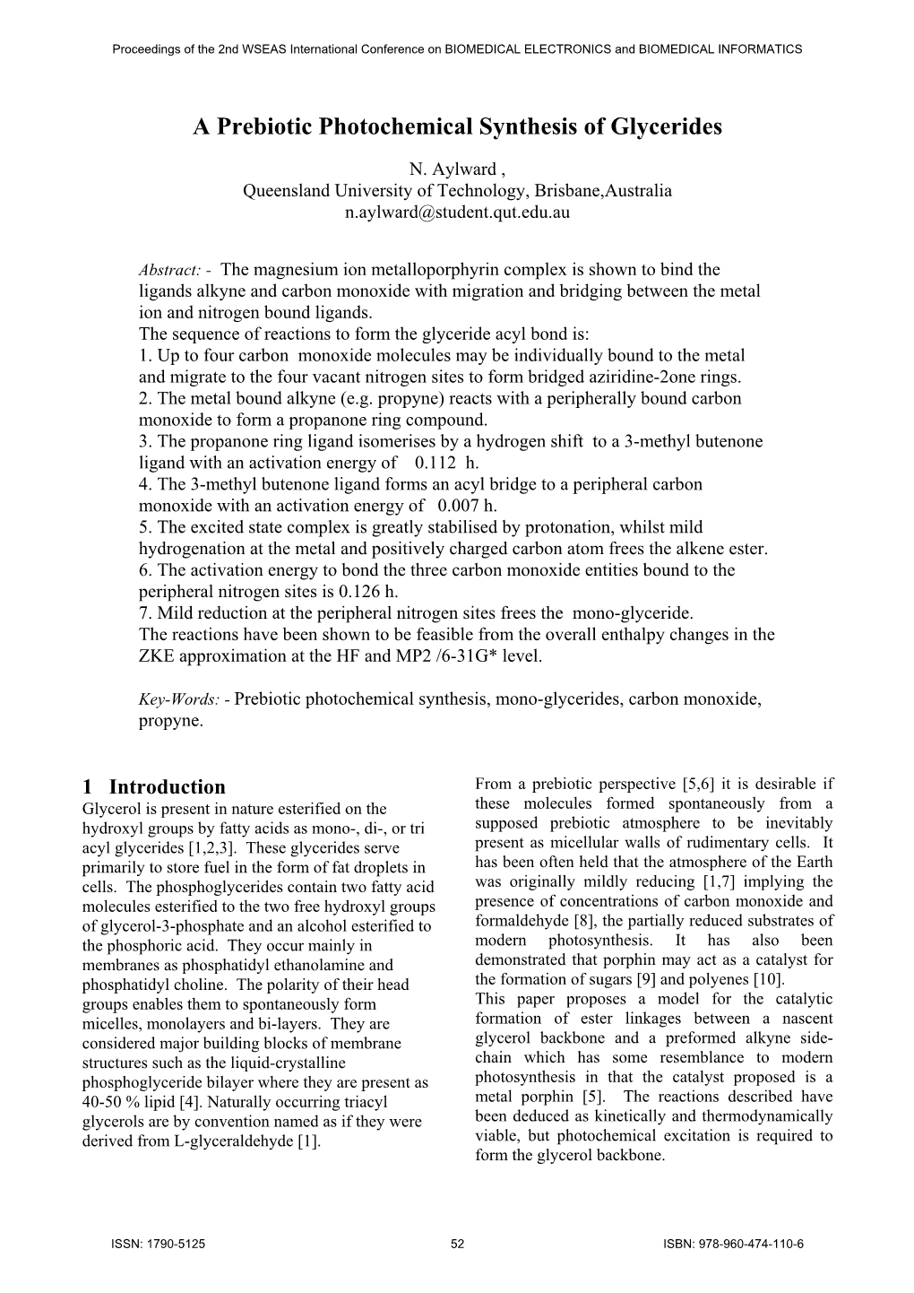 A Prebiotic Photochemical Synthesis of Glycerides