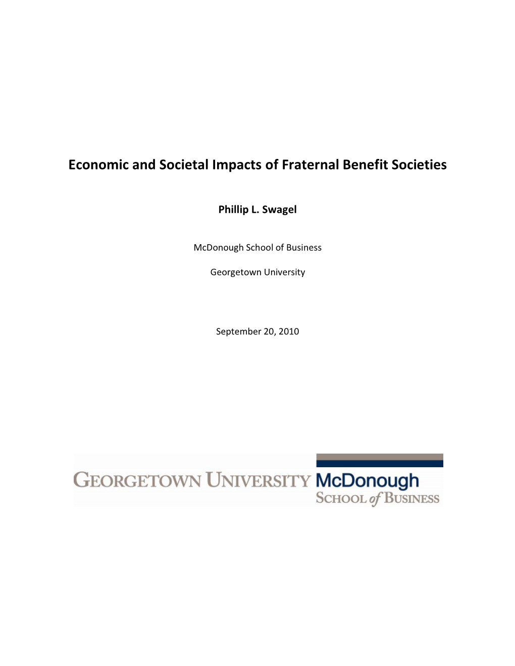 Economic and Societal Impacts of Fraternal Benefit Societies