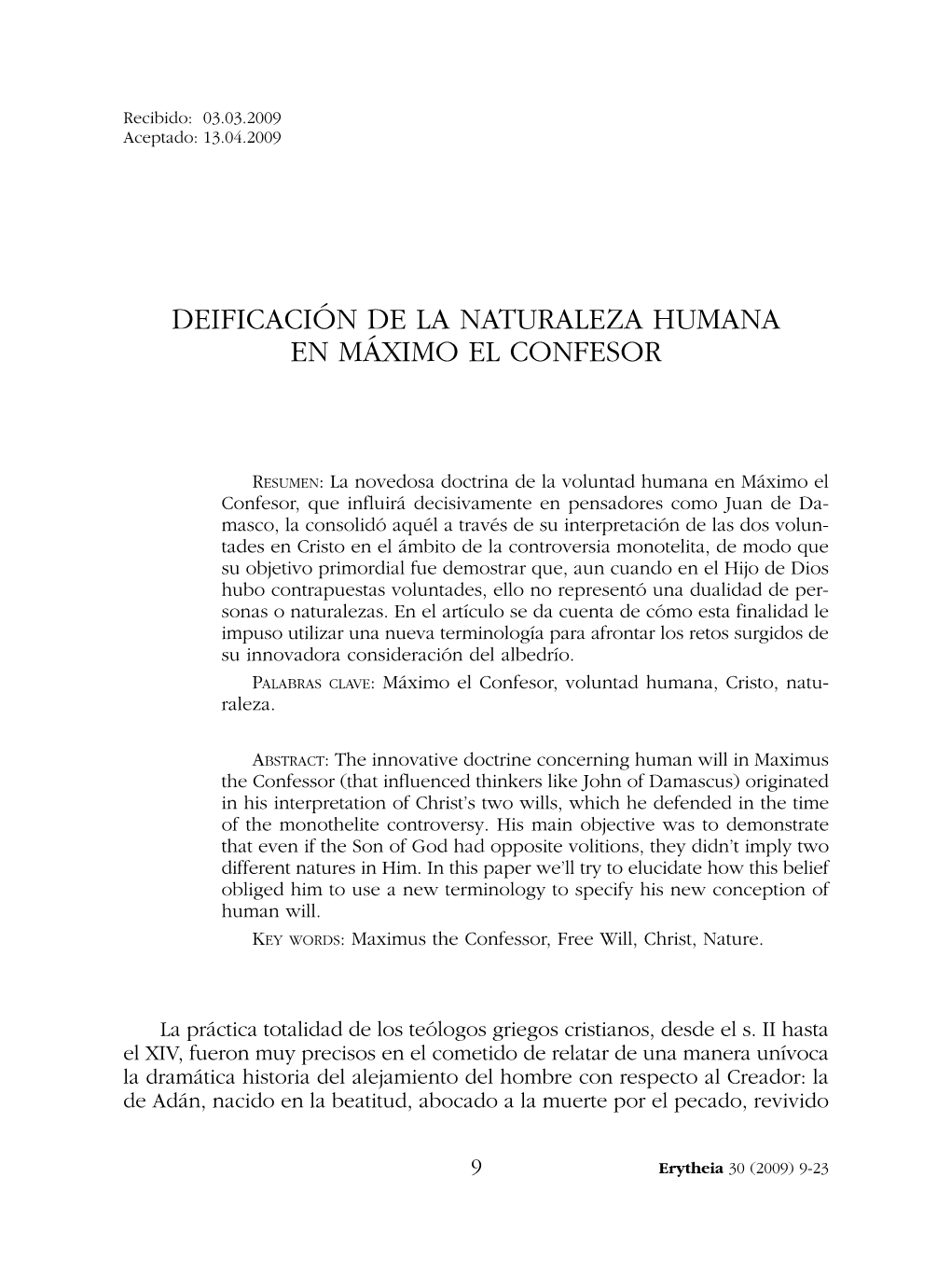 Deificación De La Naturaleza Humana En Máximo El Confesor