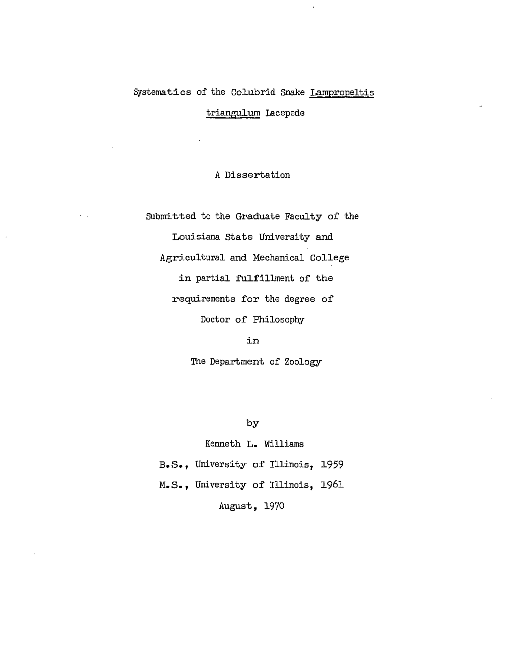 Systematics of the Colubrid Snake Lamproneltis