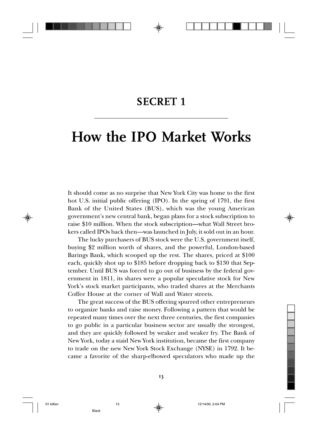 01 Killian 13 12/14/00, 2:04 PM Black 14 IPOS for EVERYONE
