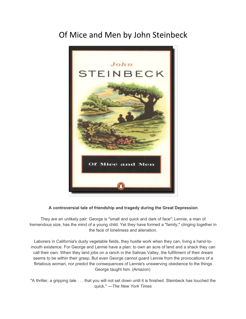 Of Mice and Men by John Steinbeck s1