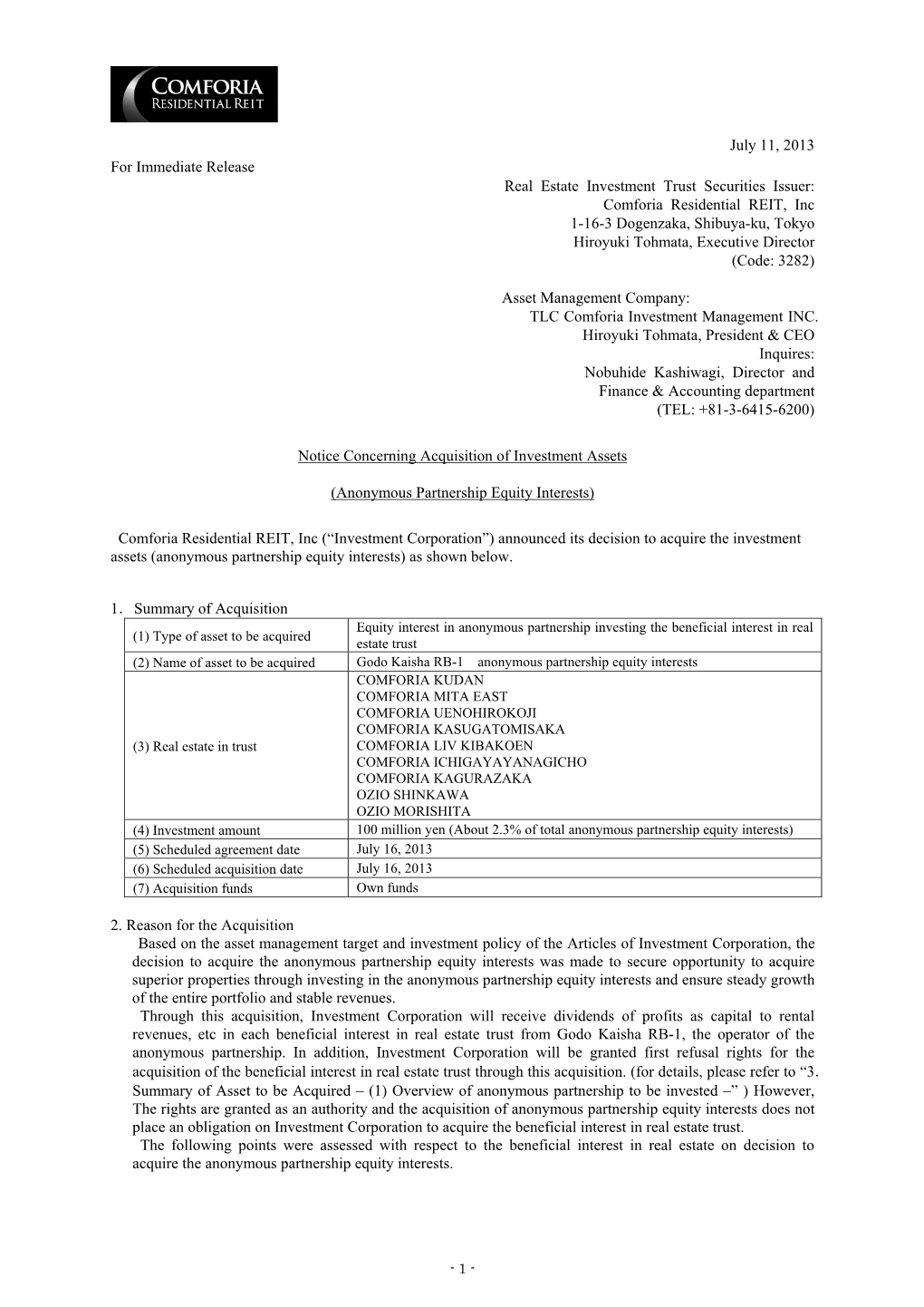 Anonymous Partnership Equity Interests)