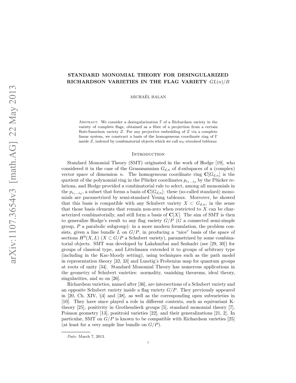 Standard Monomial Theory for Desingularized Richardson