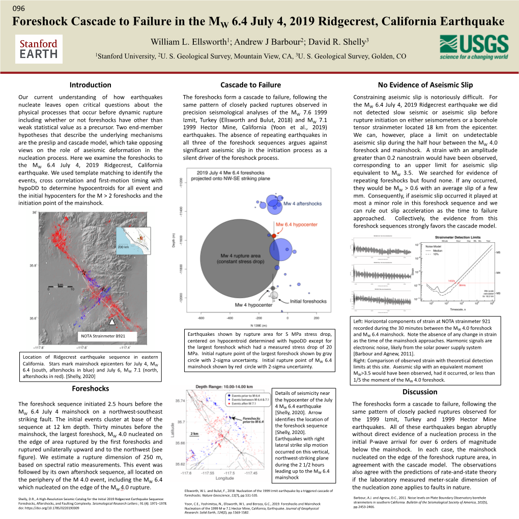 Foreshock Cascade to Failure in the MW 6.4 July 4, 2019 Ridgecrest, California Earthquake William L