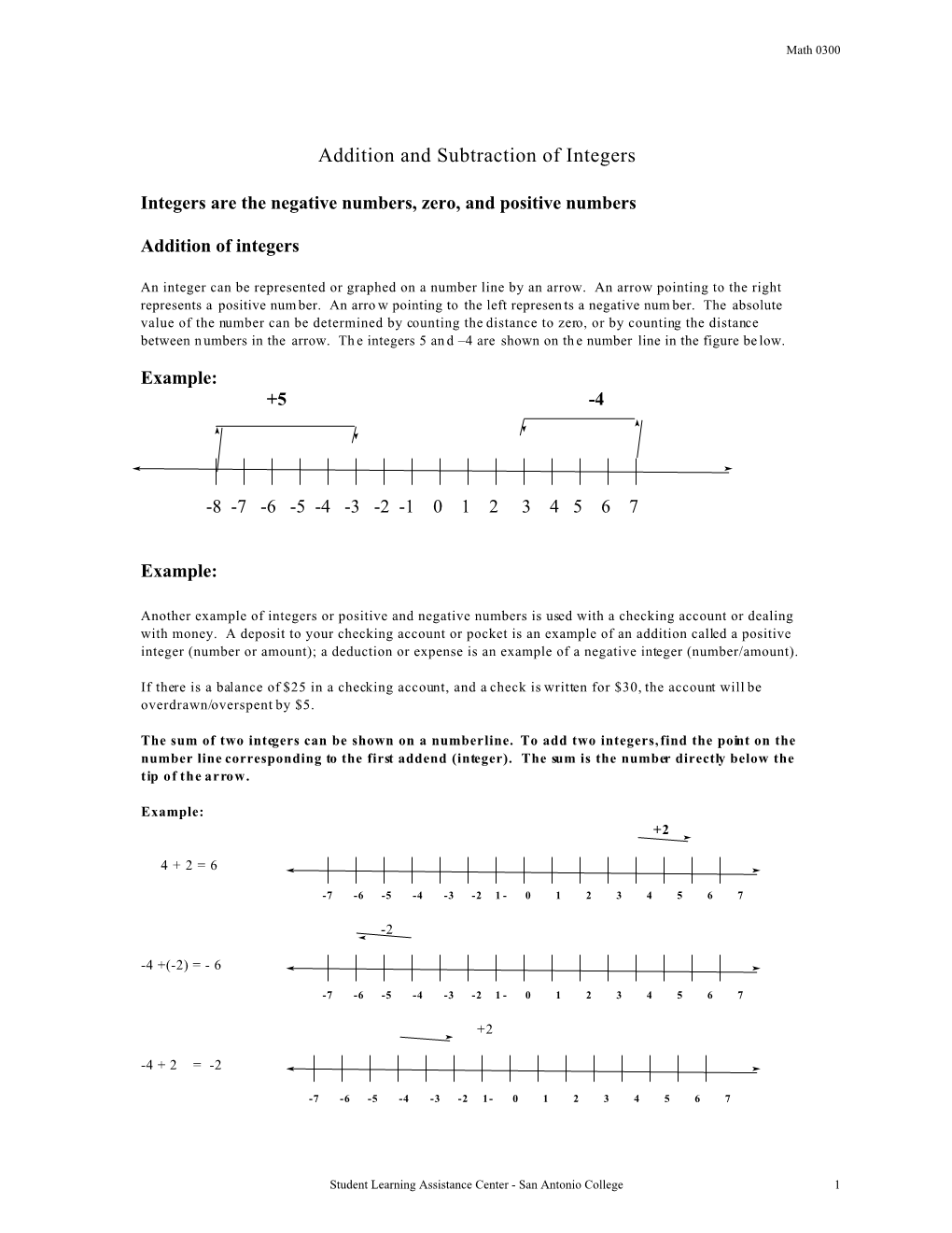 Addition and Subtraction of Integers