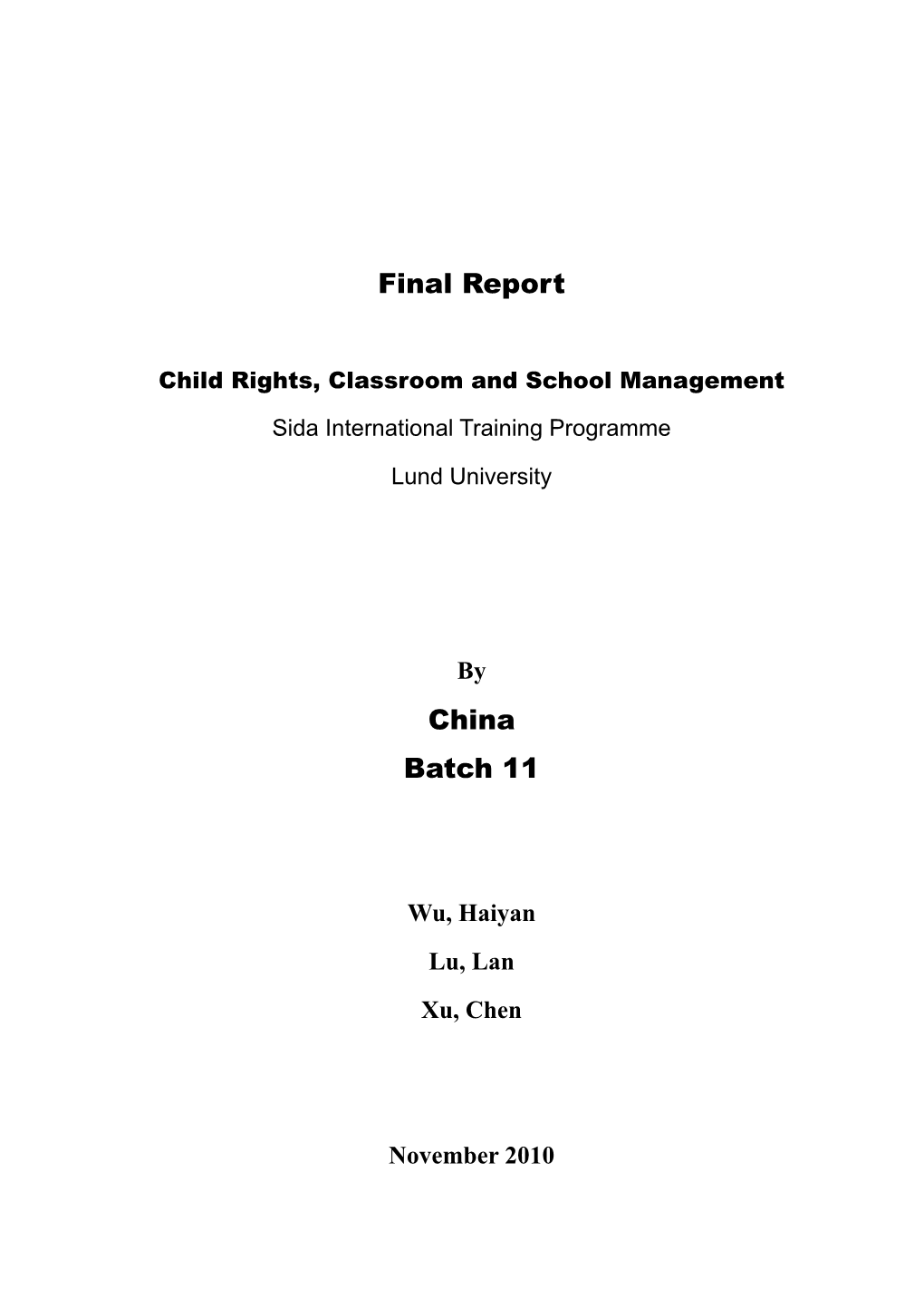 Final Report China Batch 11