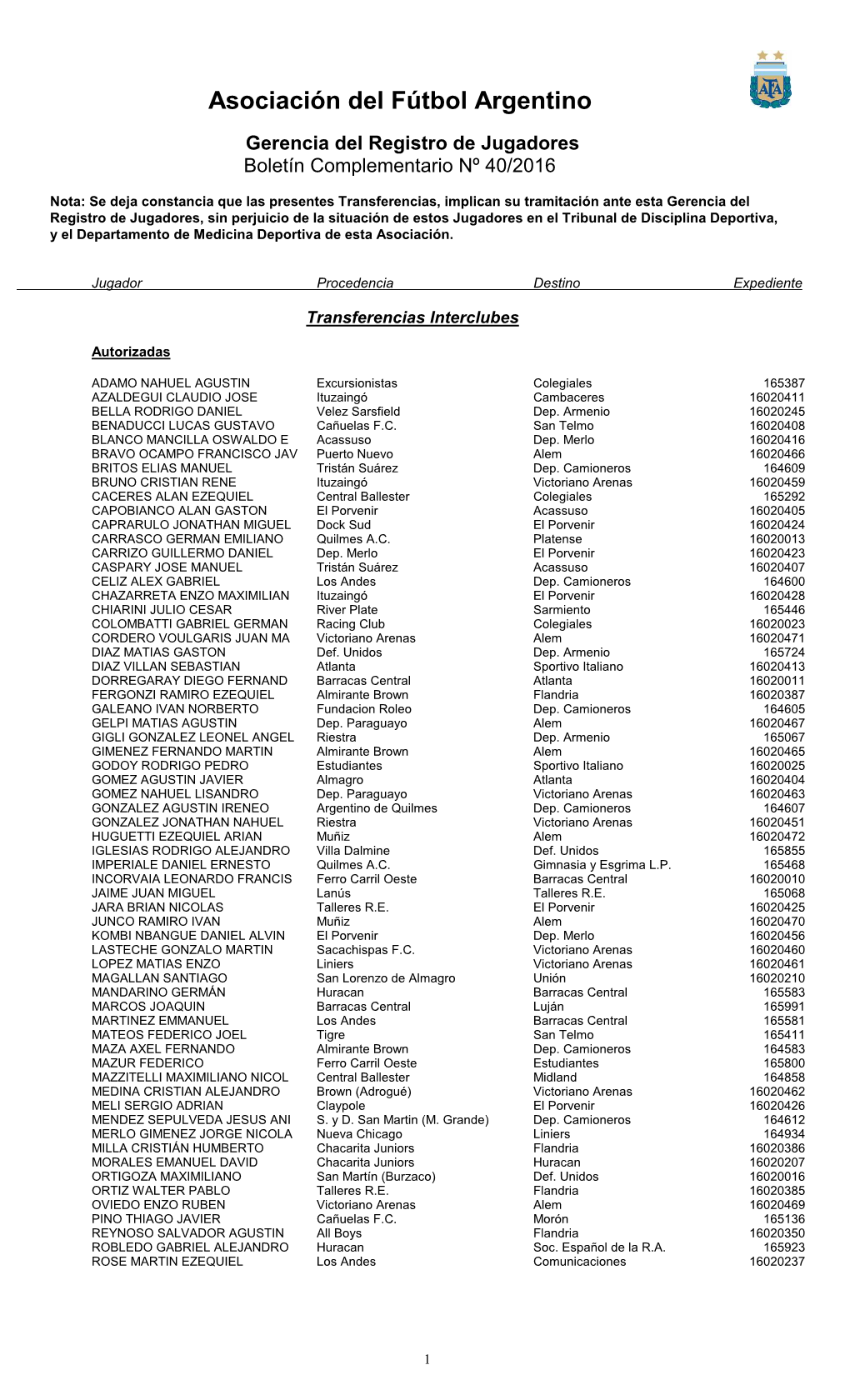 Boletin Jugadores 40-2016