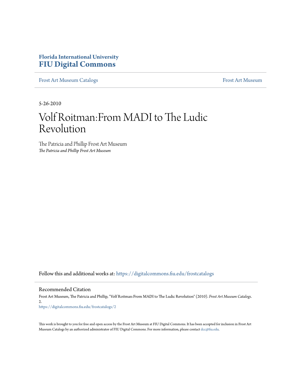 Volf Roitman:From MADI to the Ludic Revolution