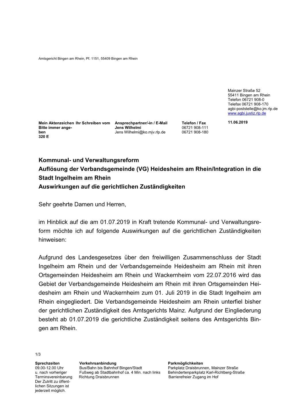 Ministerium Der Justiz Rheinland-Pfalz | Postfach 3260 | 55022 Mainz