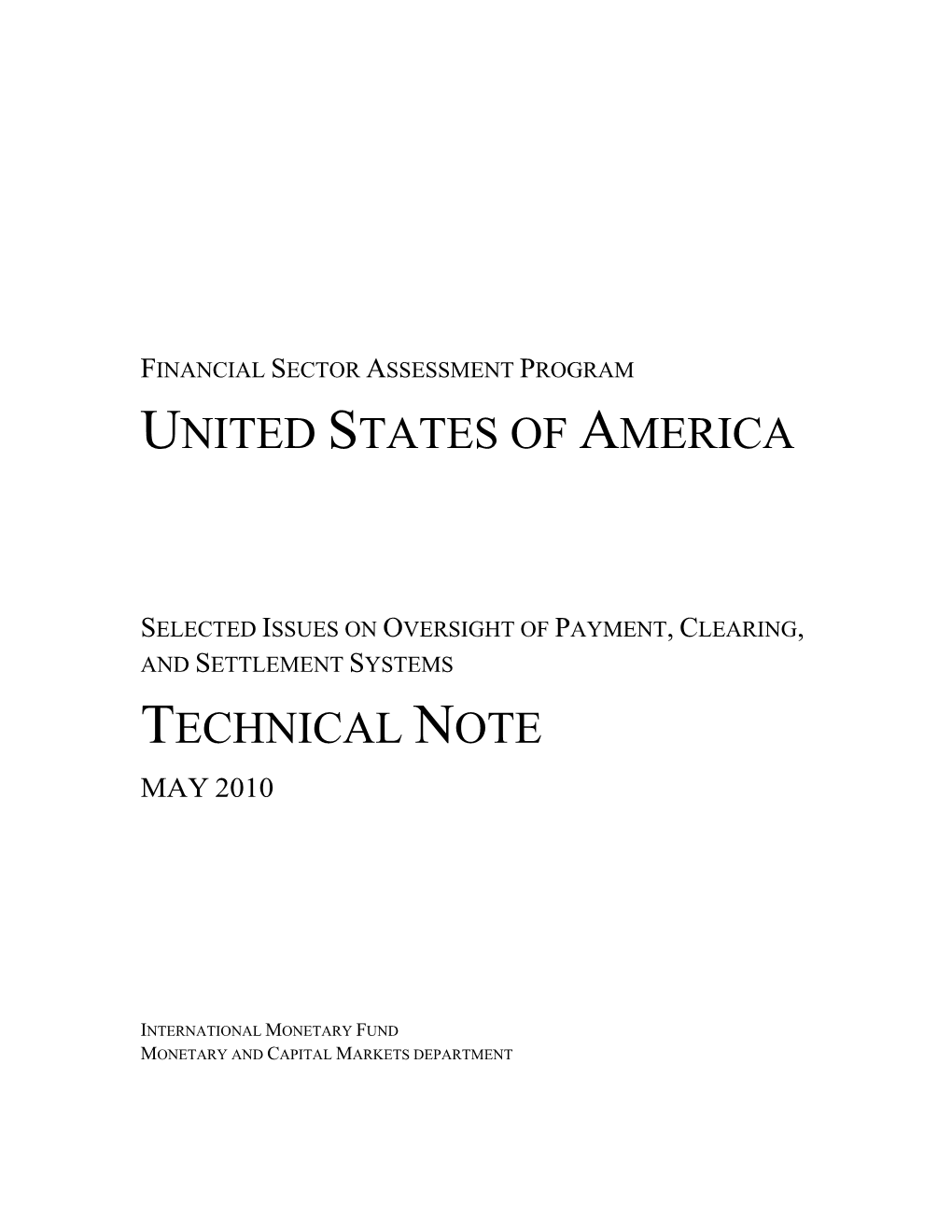 United States of America Technical Note