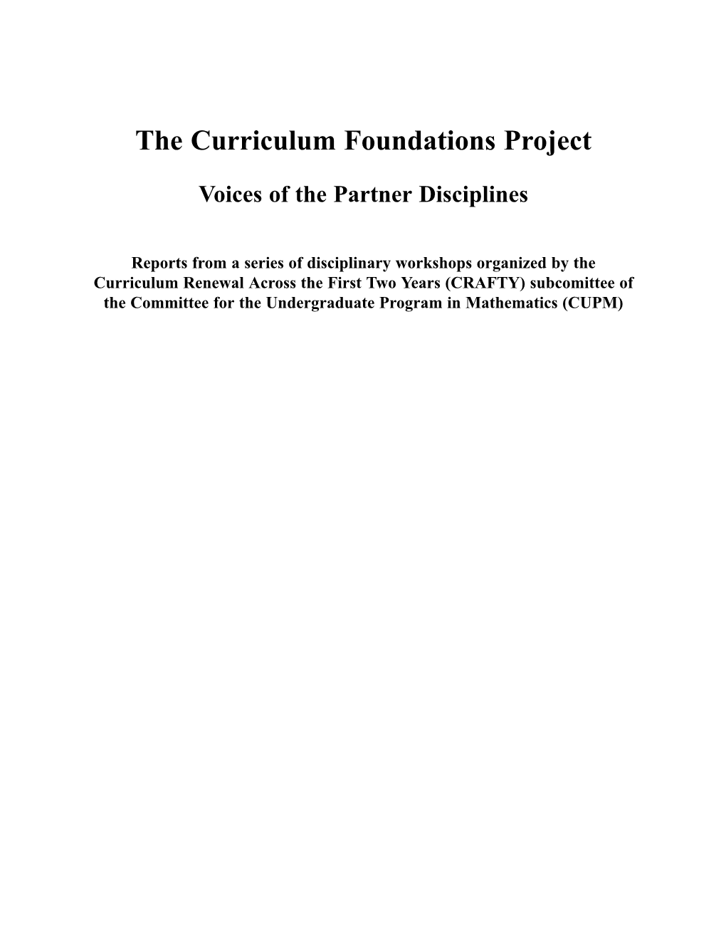 The Curriculum Foundations Project