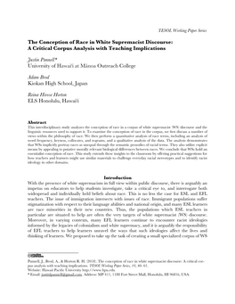 Conception of Race in White Supremacist Discourse: a Critical Corpus Analysis with Teaching Implications