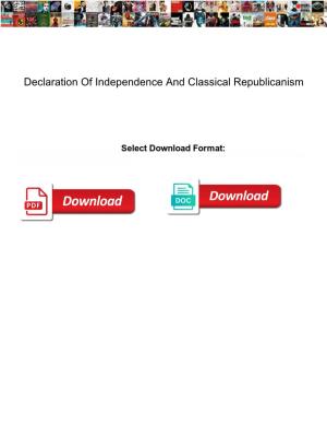 Declaration of Independence and Classical Republicanism