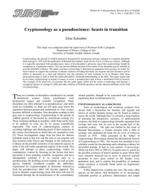Cryptozoology As a Pseudoscience: Beasts in Transition