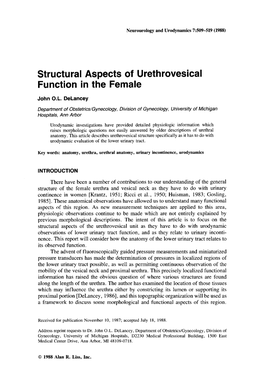 Structural Aspects of Urethrovesical Function in the Female