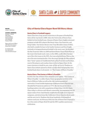 City of Santa Clara Super Bowl 50 Story Ideas