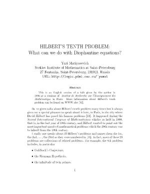 Hilbert's Tenth Problem