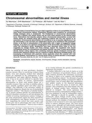 Chromosomal Abnormalities and Mental Illness